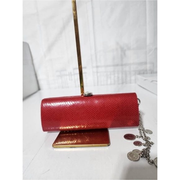 Authentic Moschino Croc Leather Clutch Red - Picture 7 of 11